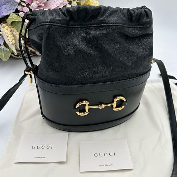 Women’s Gucci horse bit 1955 bucket/Crossbody leather bag made in Italy - Picture 2 of 11